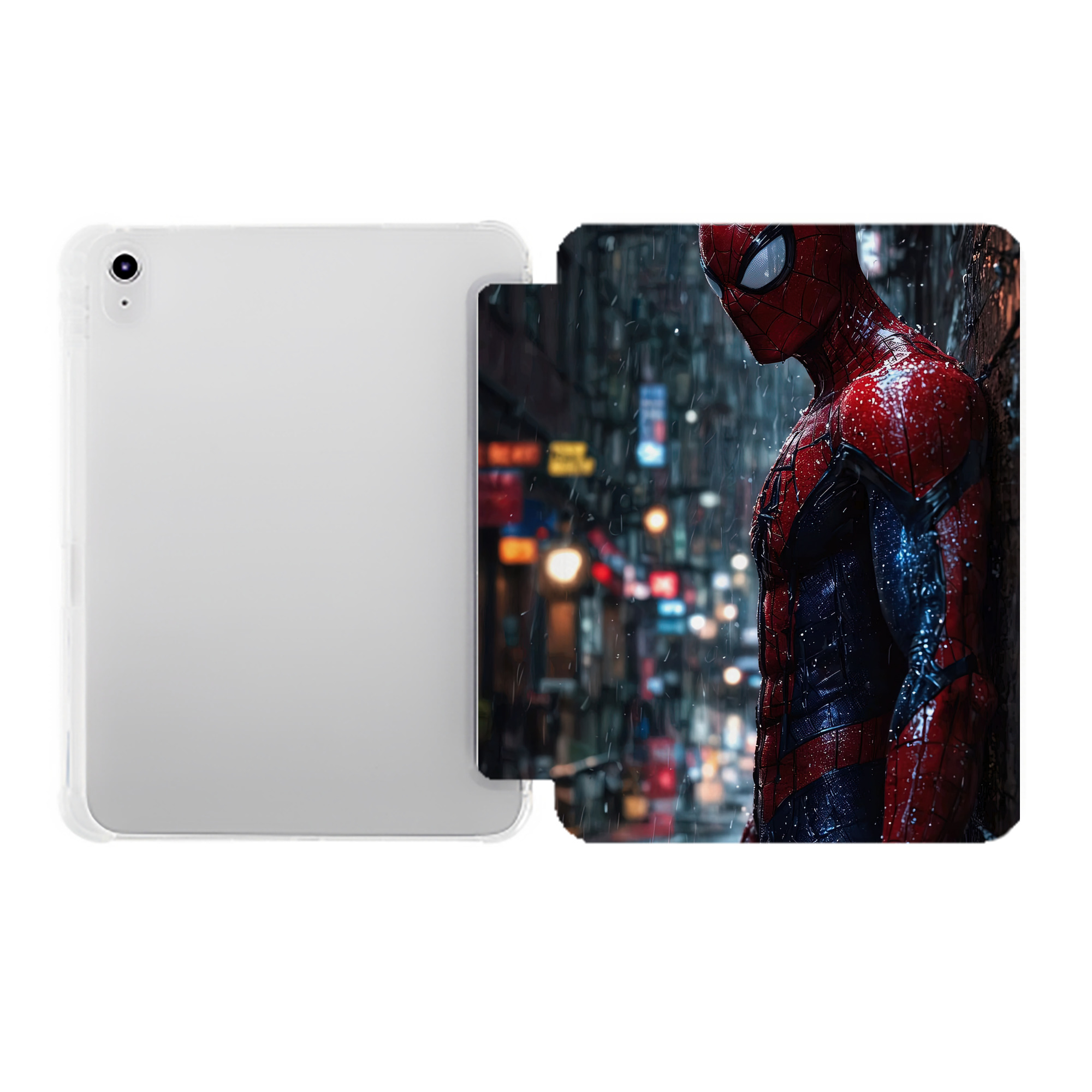 （画像用） Spider Man スパイダーマン IPad ケース ペン収納付き 三つ折りスタンド PUレザー×シリコン 対応機種9.5/10.5/10.9インチ